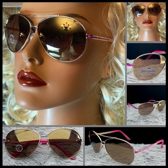 Juicy Couture Accessories - Juicy Couture Gold Frame / Pink Arms Aviator NWT